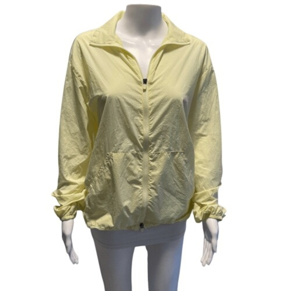 Fabletics‎ Yellow Windbreaker Jacket Reflective Trim Lightweight Size S